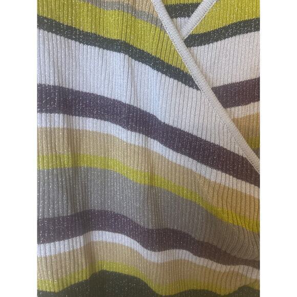 CHASER Harper Haight Street Striped Faux Wrap Multi Color Sweater Large NWOT - Picture 6 of 9